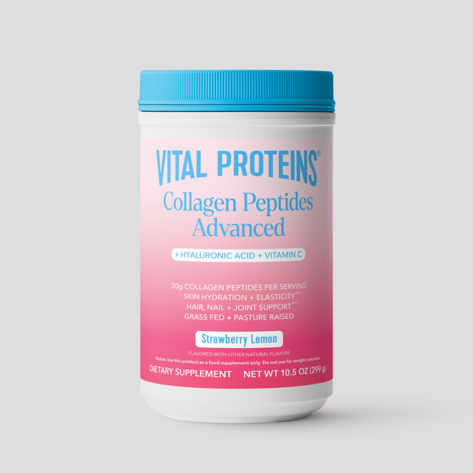 Strawberry Lemon Collagen Peptides Advanced - with Hyaluronic Acid u0026 Vitamin C - 10.5oz