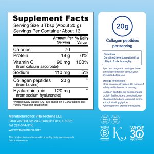 Collagen Peptides Advanced – with Hyaluronic Acid u0026 Vitamin C – 9.33oz with HA + Vitamin C