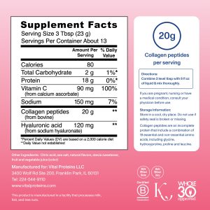 Strawberry Lemon Collagen Peptides Advanced – with Hyaluronic Acid u0026 Vitamin C – 10.5oz