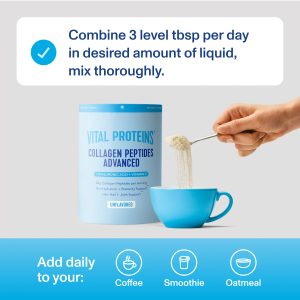 Collagen Peptides Advanced – with Hyaluronic Acid u0026 Vitamin C – 9.33oz with HA + Vitamin C